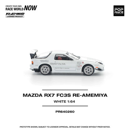 Pop Race - Mazda RX7 FC3S Re-Amemiya - White - 1:64 - Diecast Model - Torque Tribe