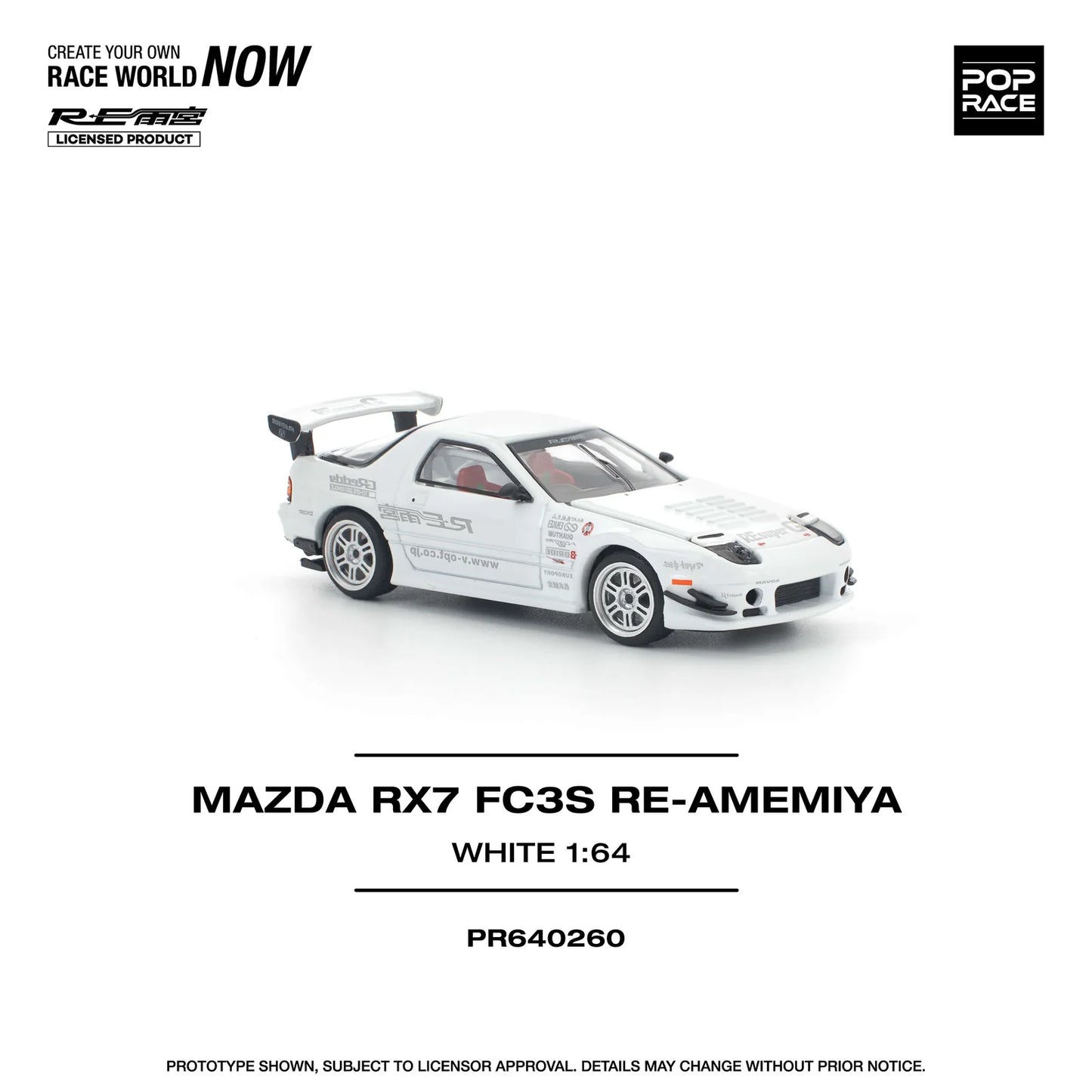Pop Race - Mazda RX7 FC3S Re-Amemiya - White - 1:64 - Diecast Model - Torque Tribe