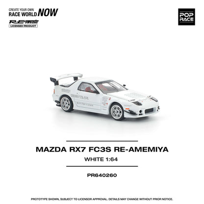 Pop Race - Mazda RX7 FC3S Re-Amemiya - White - 1:64 - Diecast Model - Torque Tribe