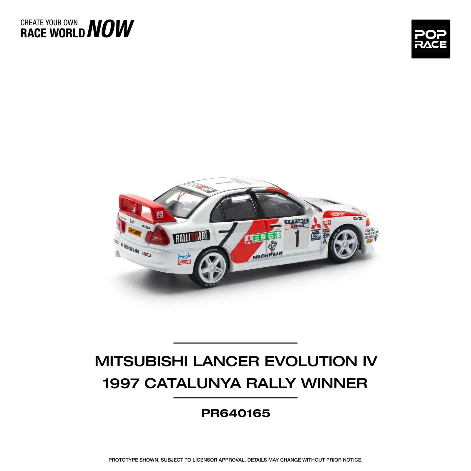 Pop Race - Mitsubishi Lancer Evolution IV 1997 Catalunya Rally Winner - 1:64 - Diecast Model - Torque Tribe