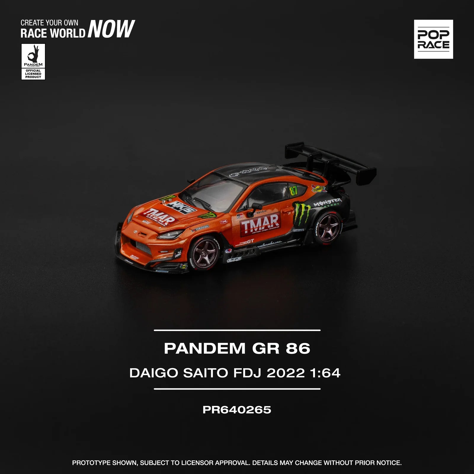 Pop Race - Pandem GR86 - Daigo Saito Formula Drift Japan 2022 - 1:64 - Diecast Model - Torque Tribe