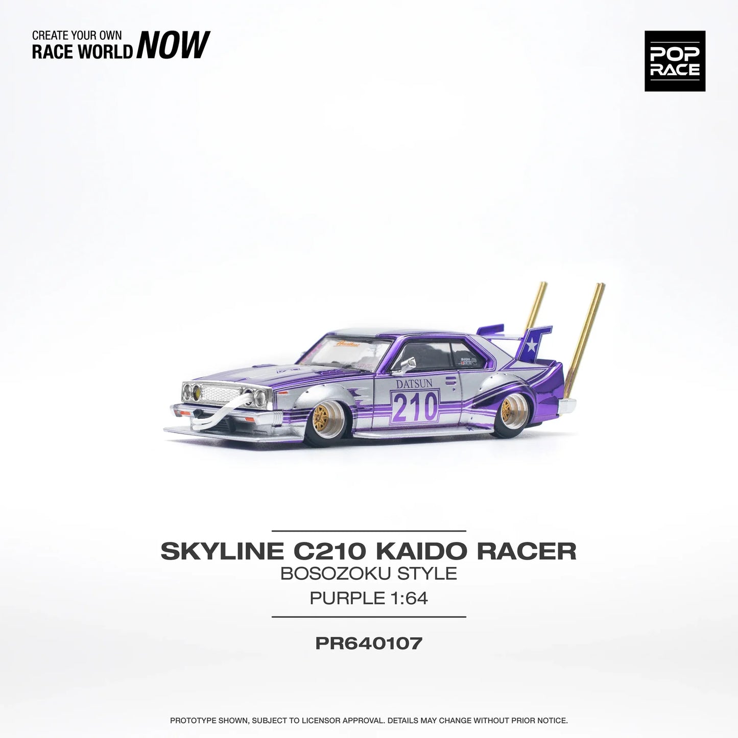 Pop Race - Skyline C210 Kaido Racer Bosozoku Style - 1:64 - Diecast Model - Torque Tribe