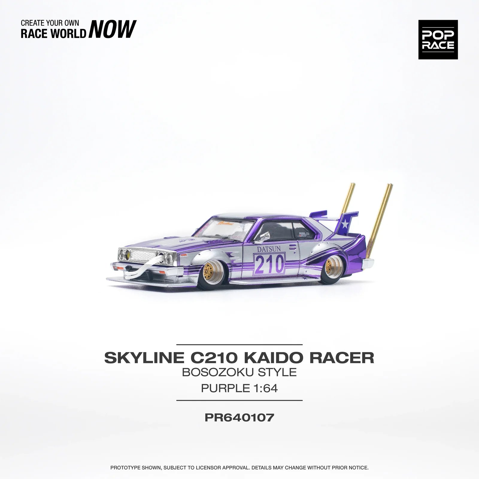 Pop Race - Skyline C210 Kaido Racer Bosozoku Style - 1:64 - Diecast Model - Torque Tribe