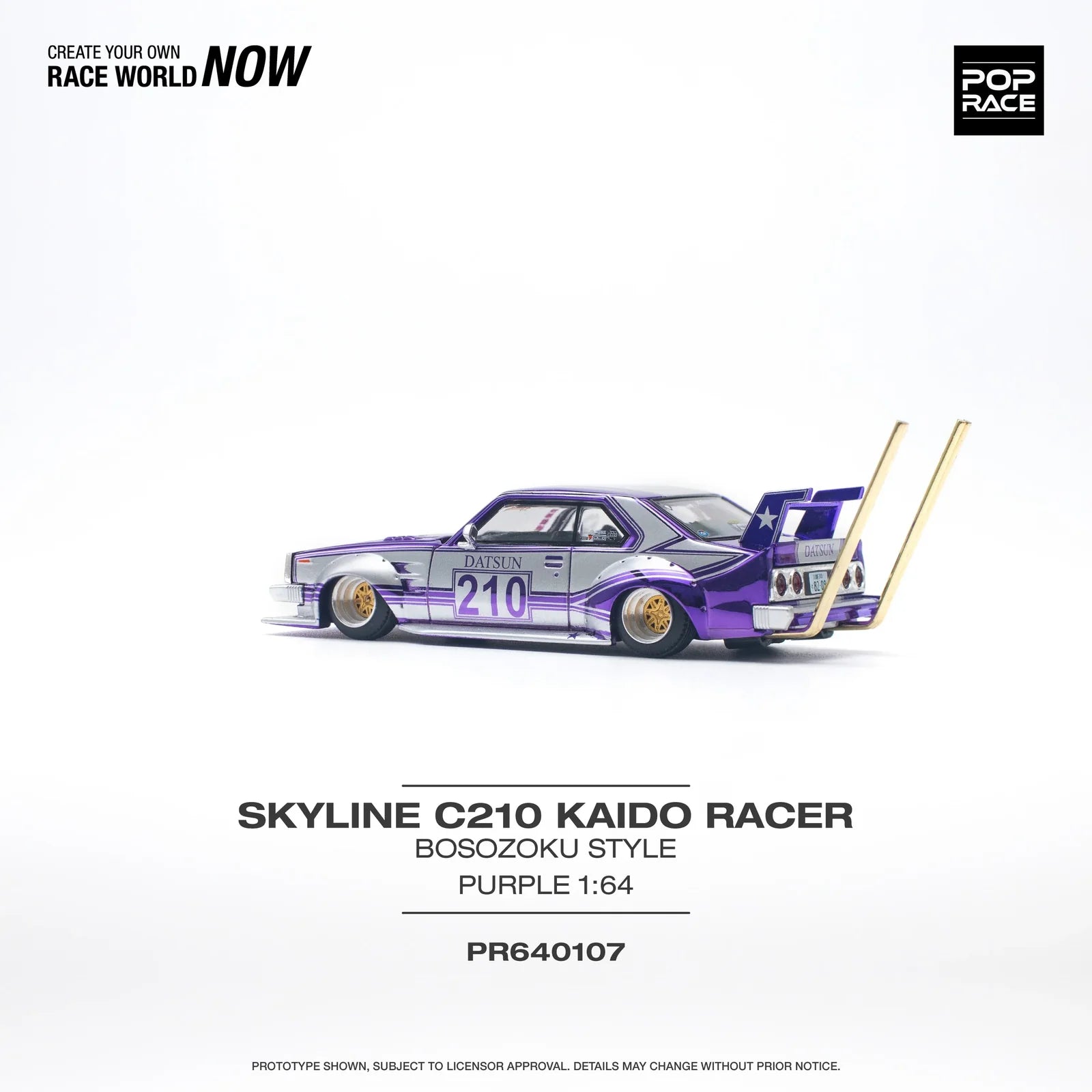 Pop Race - Skyline C210 Kaido Racer Bosozoku Style - 1:64 - Diecast Model - Torque Tribe