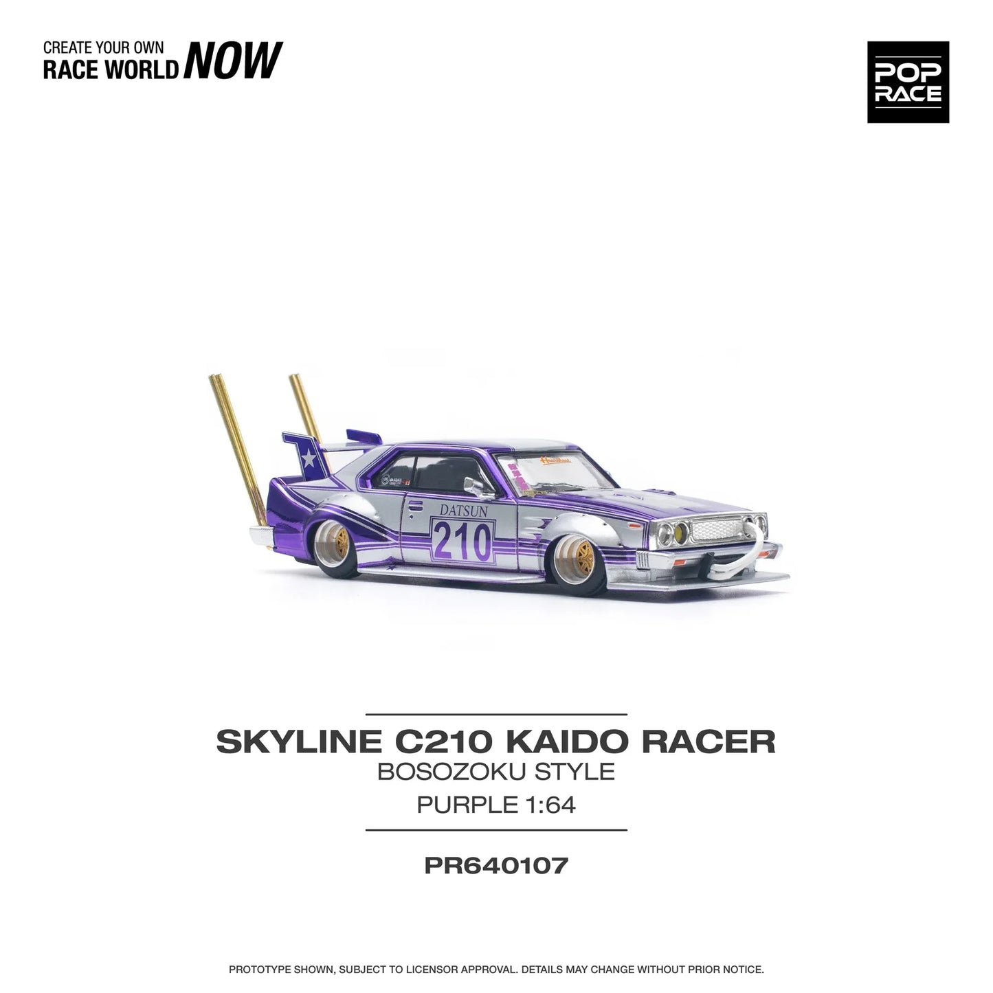 Pop Race - Skyline C210 Kaido Racer Bosozoku Style - 1:64 - Diecast Model - Torque Tribe