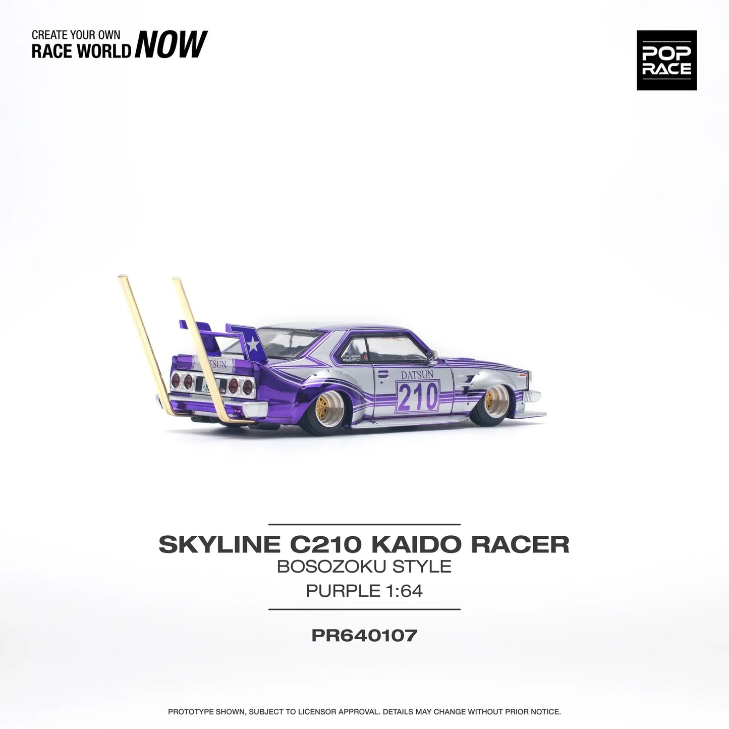 Pop Race - Skyline C210 Kaido Racer Bosozoku Style - 1:64 - Diecast Model - Torque Tribe