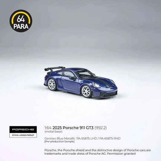 Para64 - Porsche 911 GT3 (992.2) 2025 - Metallic Blue - 1:64 Scale Model - Torque Tribe