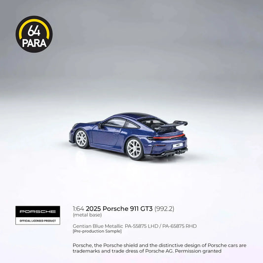 Para64 - Porsche 911 GT3 (992.2) 2025 - Metallic Blue - 1:64 Scale Model - Torque Tribe