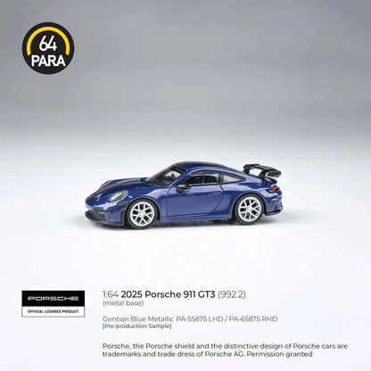 Para64 - Porsche 911 GT3 (992.2) 2025 - Metallic Blue - 1:64 Scale Model