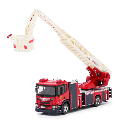 Massdi - Scania Fire Ladder - Red - 1:64 Scale - Torque Tribe