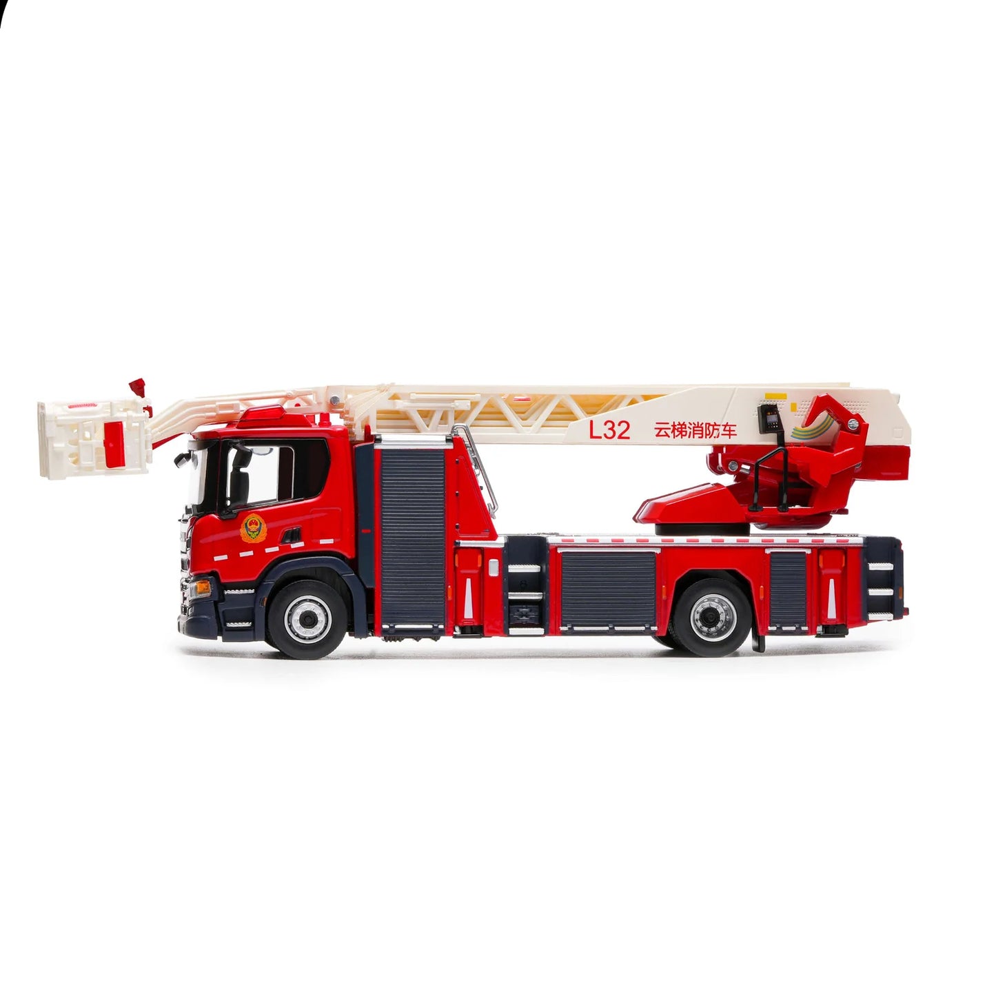 Massdi - Scania Fire Ladder - Red - 1:64 Scale - Torque Tribe