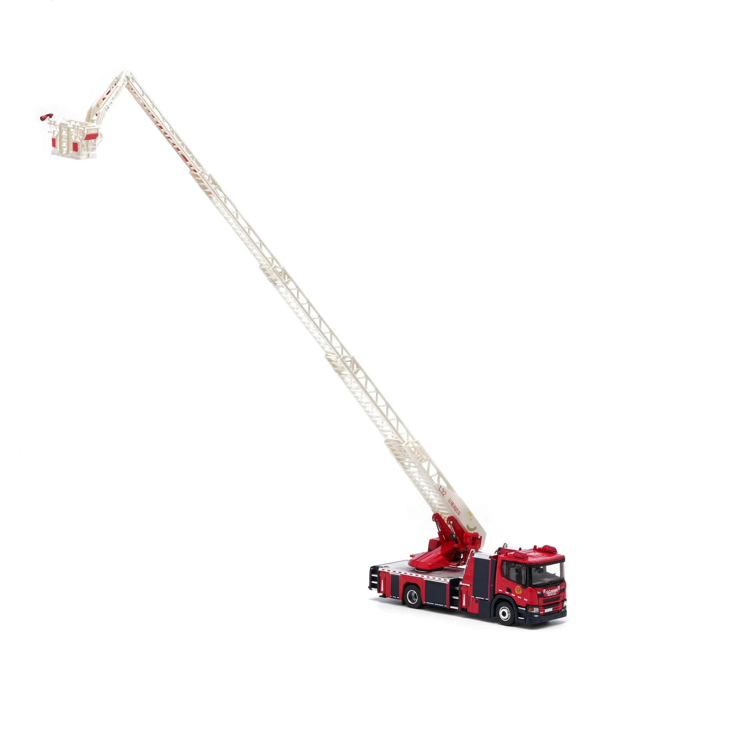 Massdi - Scania Fire Ladder - Red - 1:64 Scale - Torque Tribe