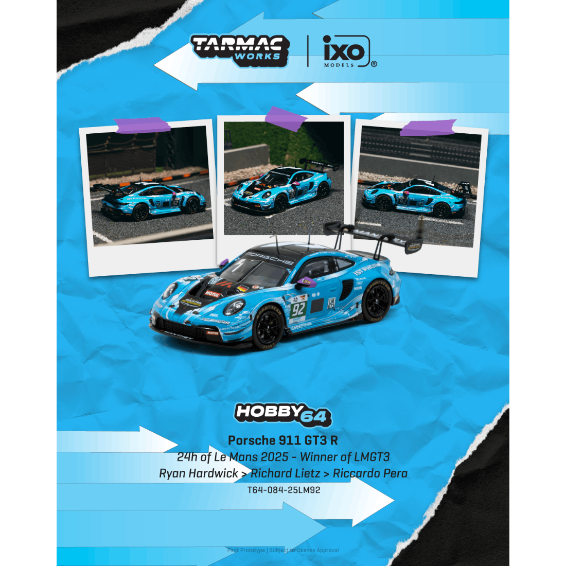 Tarmac Works Porsche 911 GT3 R 24h of Le Mans 2025 LMGT3 Winner 1:64 - view 1
