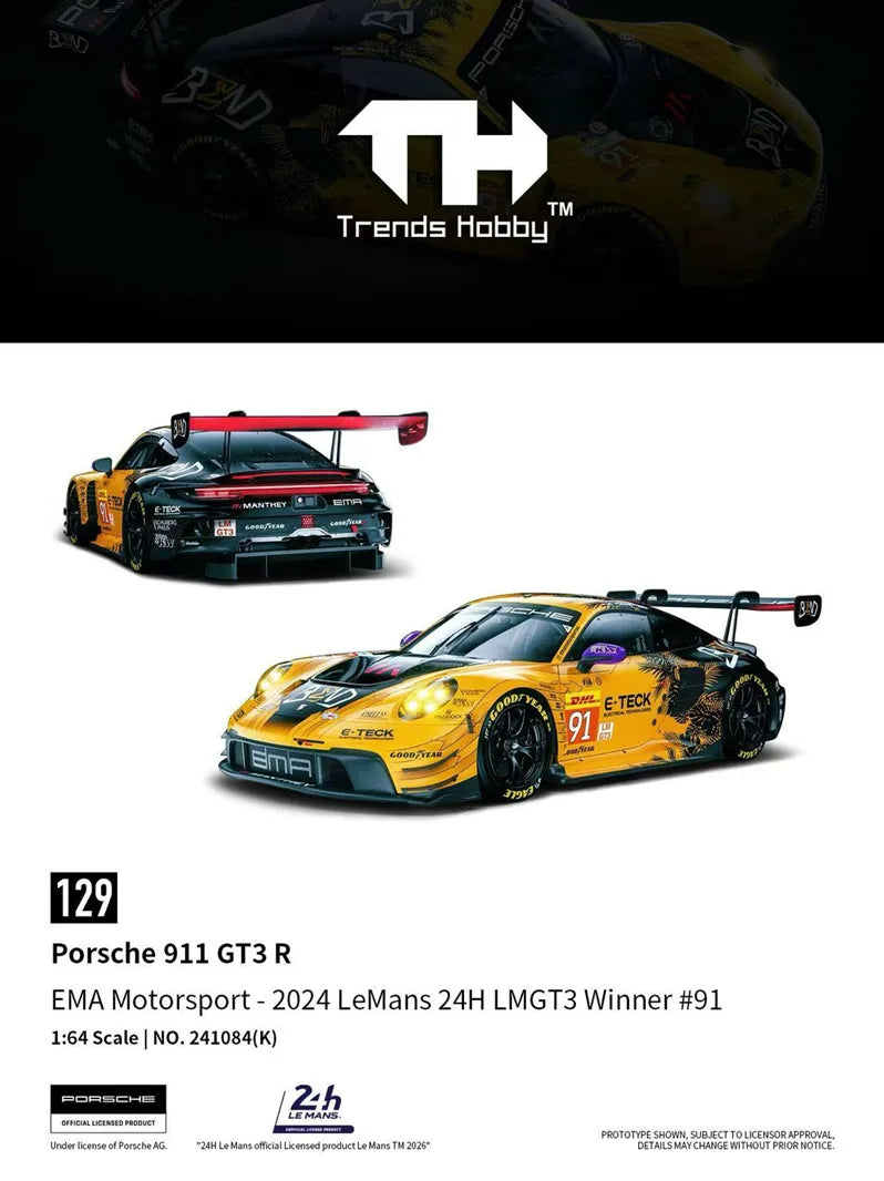 Trends Hobby - Porsce 911 GT3 R EMA Mototsport - 2024 LeMans 24H LMGT3 Winner #91 - PRE ORDER - Torque Tribe