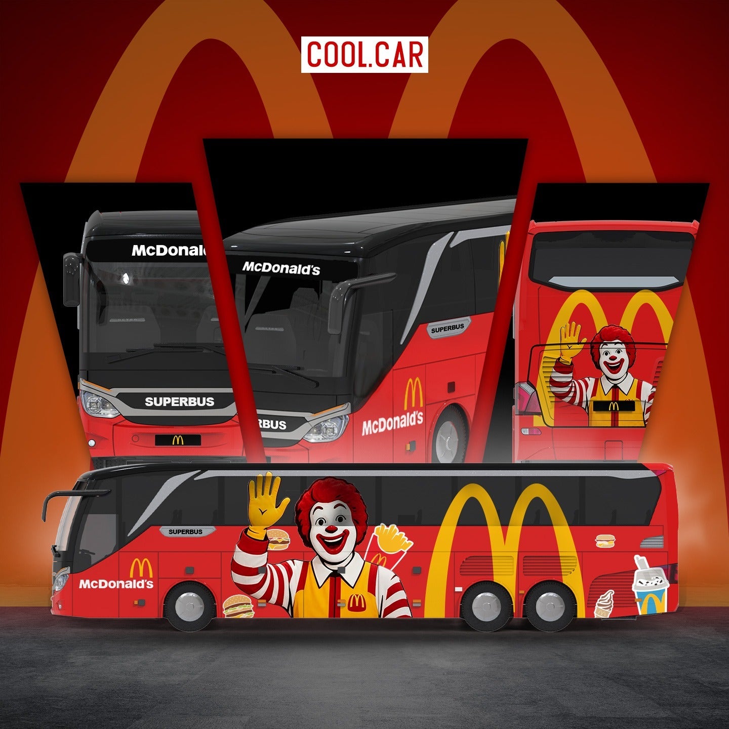 Cool Car Setra Bus McDonalds 1:64 Red - view 1