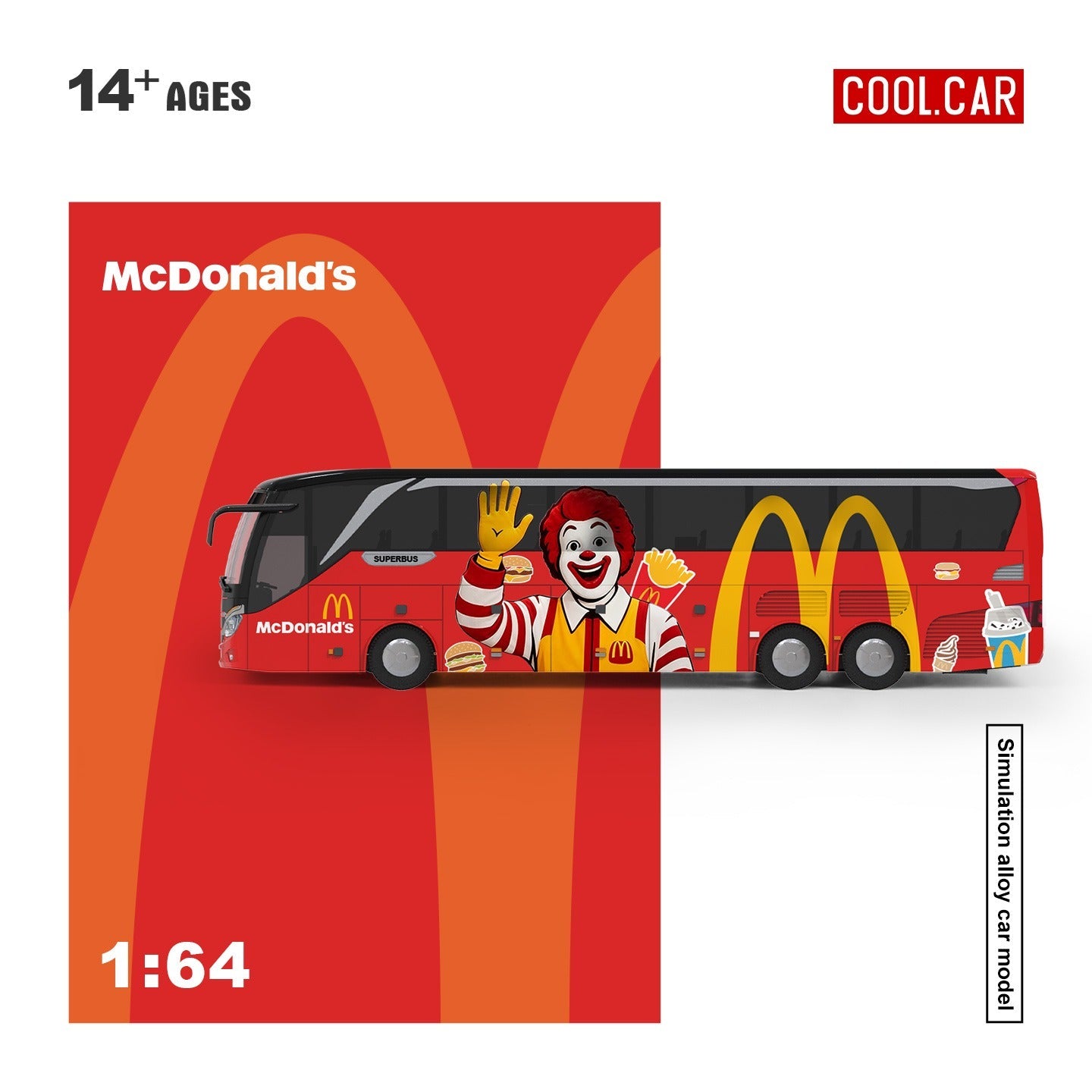 Cool Car Setra Bus McDonalds 1:64 Red - view 3