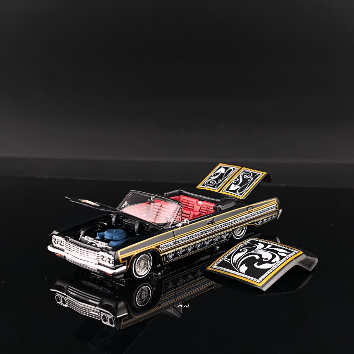 Fine Works64 - Impala Lowrider Black Gold Bouncing Car - Black Gold - 1:64 Scale Model - PRE ORDER - Torque Tribe