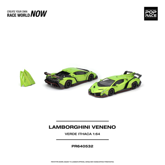 Pop Race - Lamborghini Veneno Verde Ithaca - 1:64 Scale Model - Pre Order - Torque Tribe