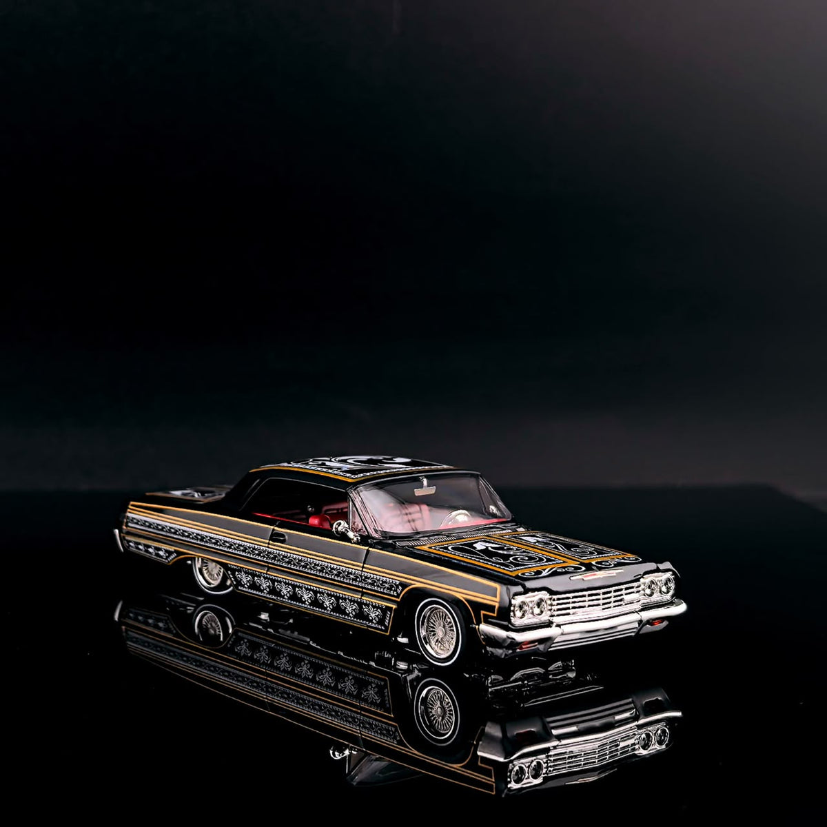 Fine Works64 - Impala Lowrider Black Gold Bouncing Car - Black Gold - 1:64 Scale Model - PRE ORDER - Torque Tribe