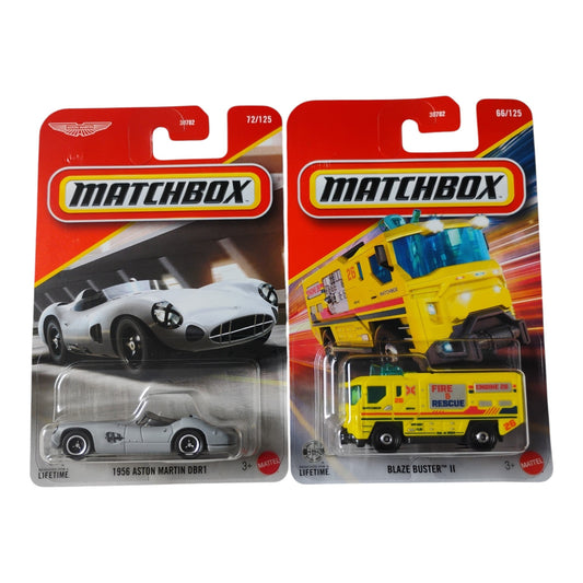 Matchbox - 1956 Aston Martin DBR1 & Blaze Buster II - 1:64 scale models - Torque Tribe