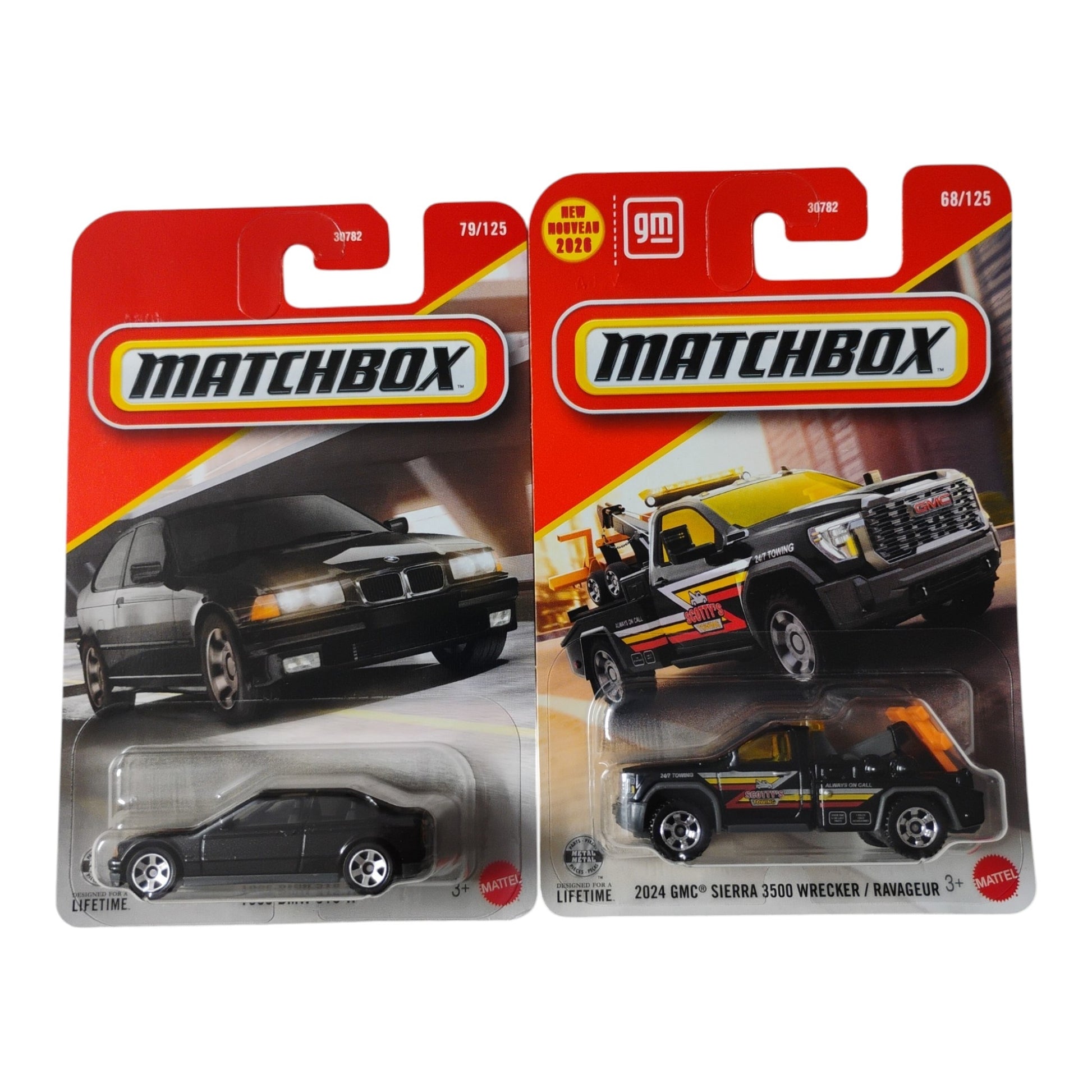 Matchbox - 1995 BMW 318 Ti & 2024 GMC Sierra 3500 wrecker - 1:64 scale - Torque Tribe