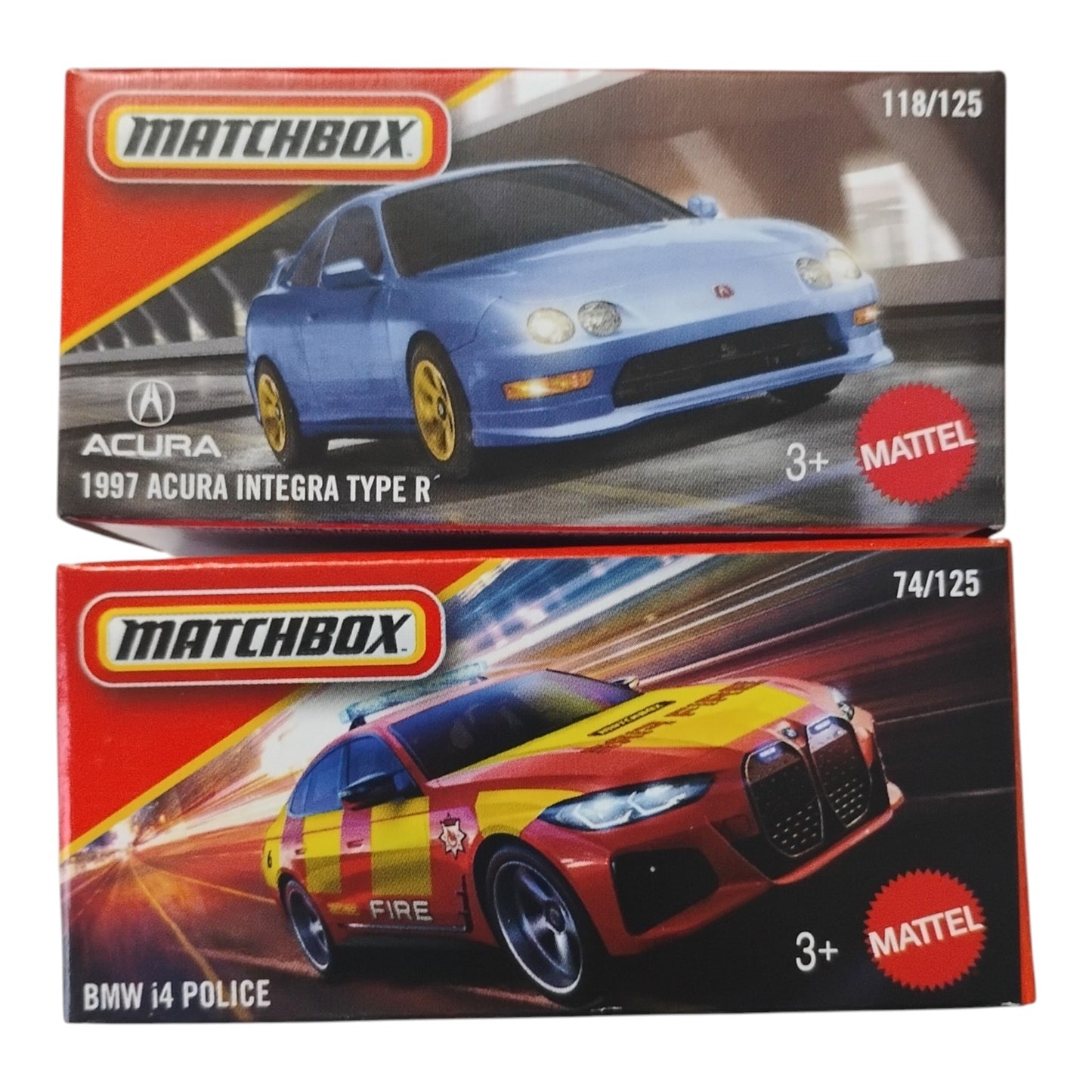 Matchbox - 1997 Acura Integra Type R & BMW i4 Police - 1:64 Scale Model