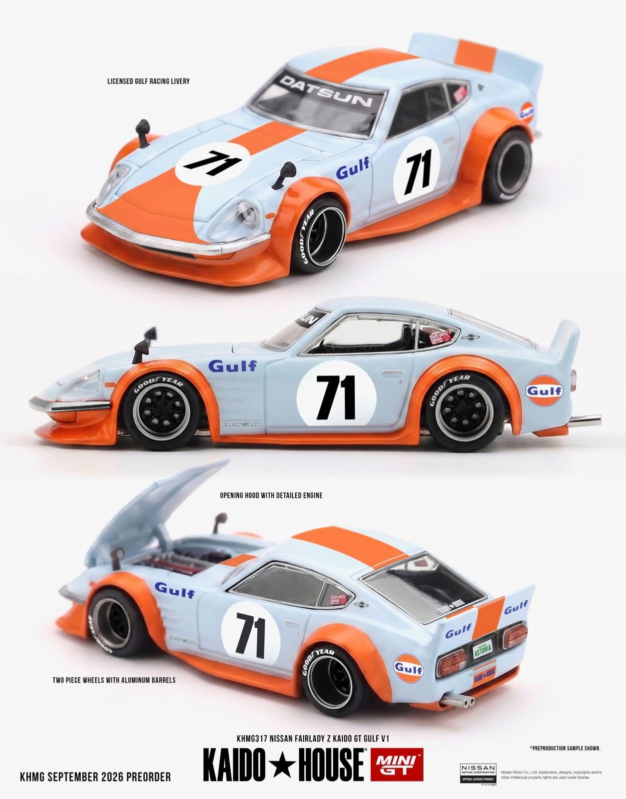 Kaido House - Nissan Datsun Fairlady Z Gulf V1 - 1:64 Scale Model - PRE ORDER - Torque Tribe