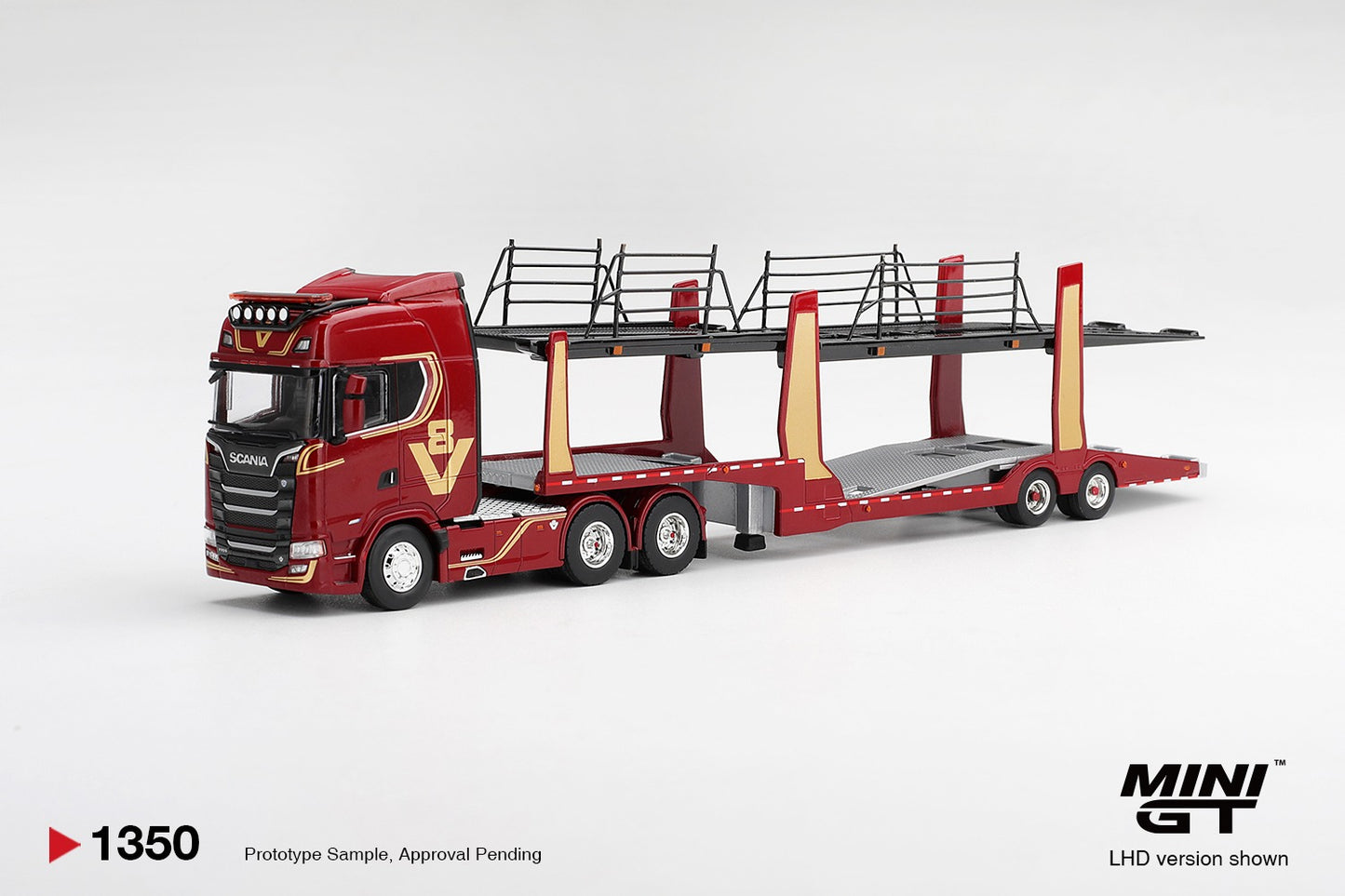 Mini GT - Scania 770S A6X4NA Car Transporter V8 50th Anniversary - Red - 1:64 Scale Model - PRE ORDER - Torque Tribe