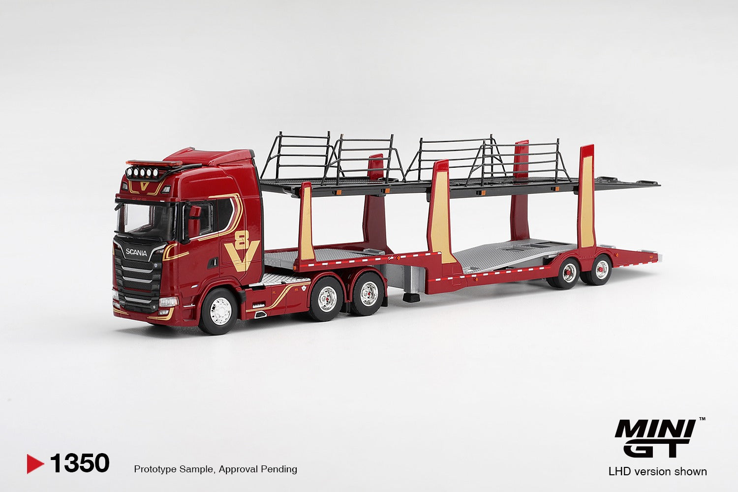 Mini GT - Scania 770S A6X4NA Car Transporter V8 50th Anniversary - Red - 1:64 Scale Model - PRE ORDER - Torque Tribe