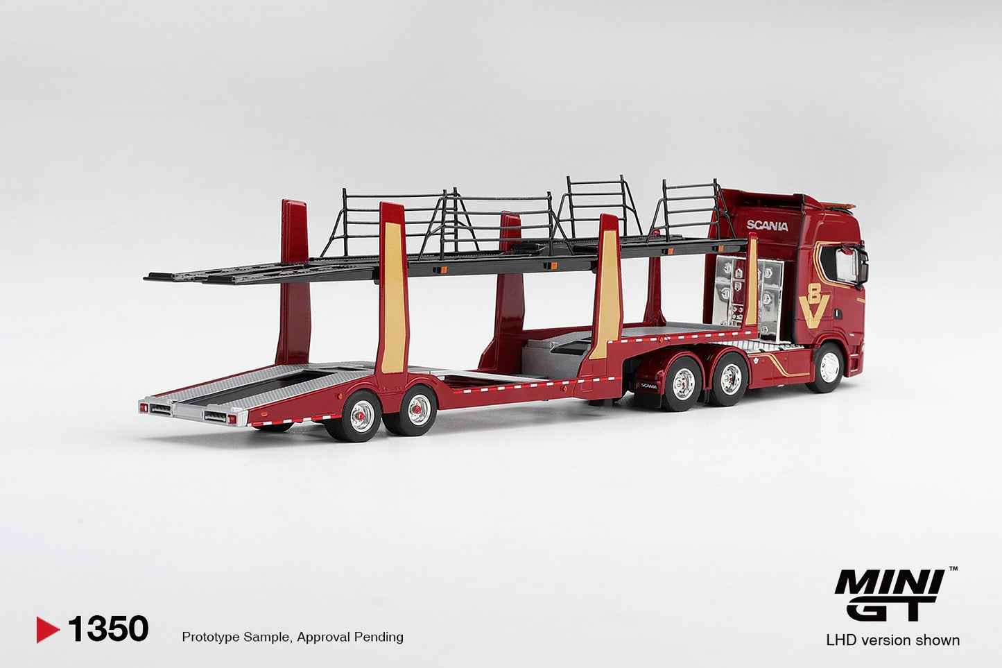 Mini GT - Scania 770S A6X4NA Car Transporter V8 50th Anniversary - Red - 1:64 Scale Model - PRE ORDER - Torque Tribe